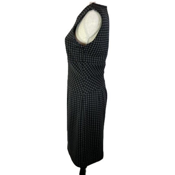 Banana Republic Graphic Sheath Dress Size 8 Black Gray Ponte Knit - Picture 3 of 16